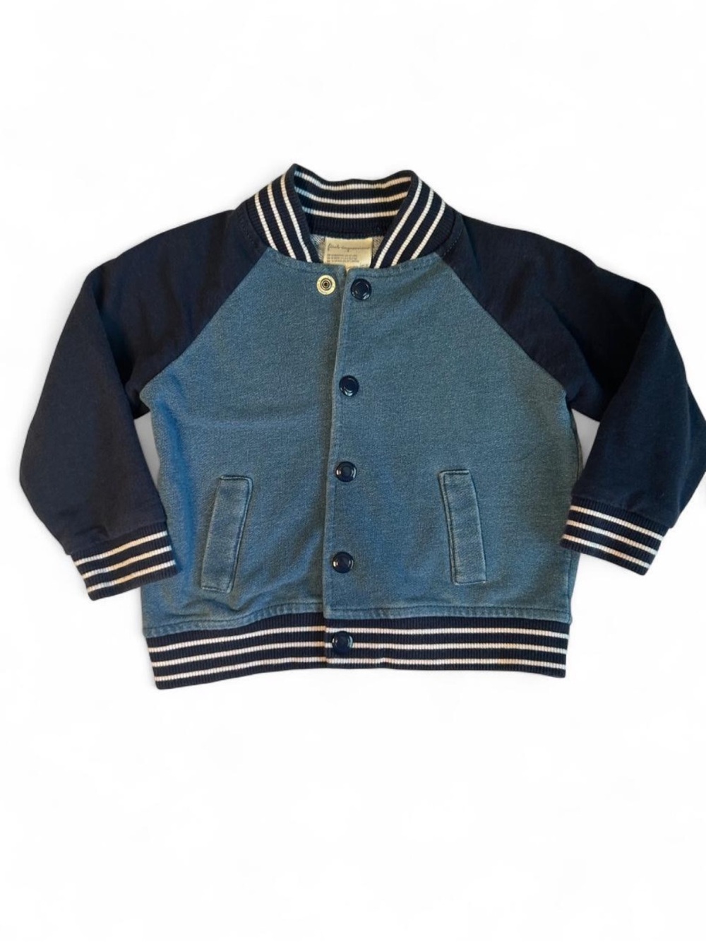 First Impressions Two-Tone Blue Baseball Jacket